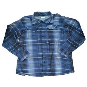 Columbia Men's Plaid Omni-Wick Kestrel Trail Long Sleeve Flannel Shirt-Blue-XL